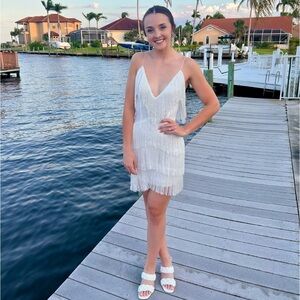 Size small white fringe dress